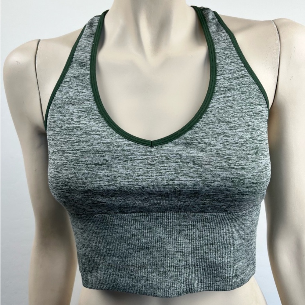 Victorias Secret‎ PINK SPORT Heathered Green Strappy Racer Back Sports Bra